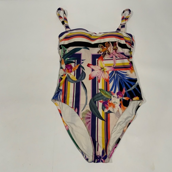 Floral Striped One-Piece Swimsuit - Picture 2 of 7